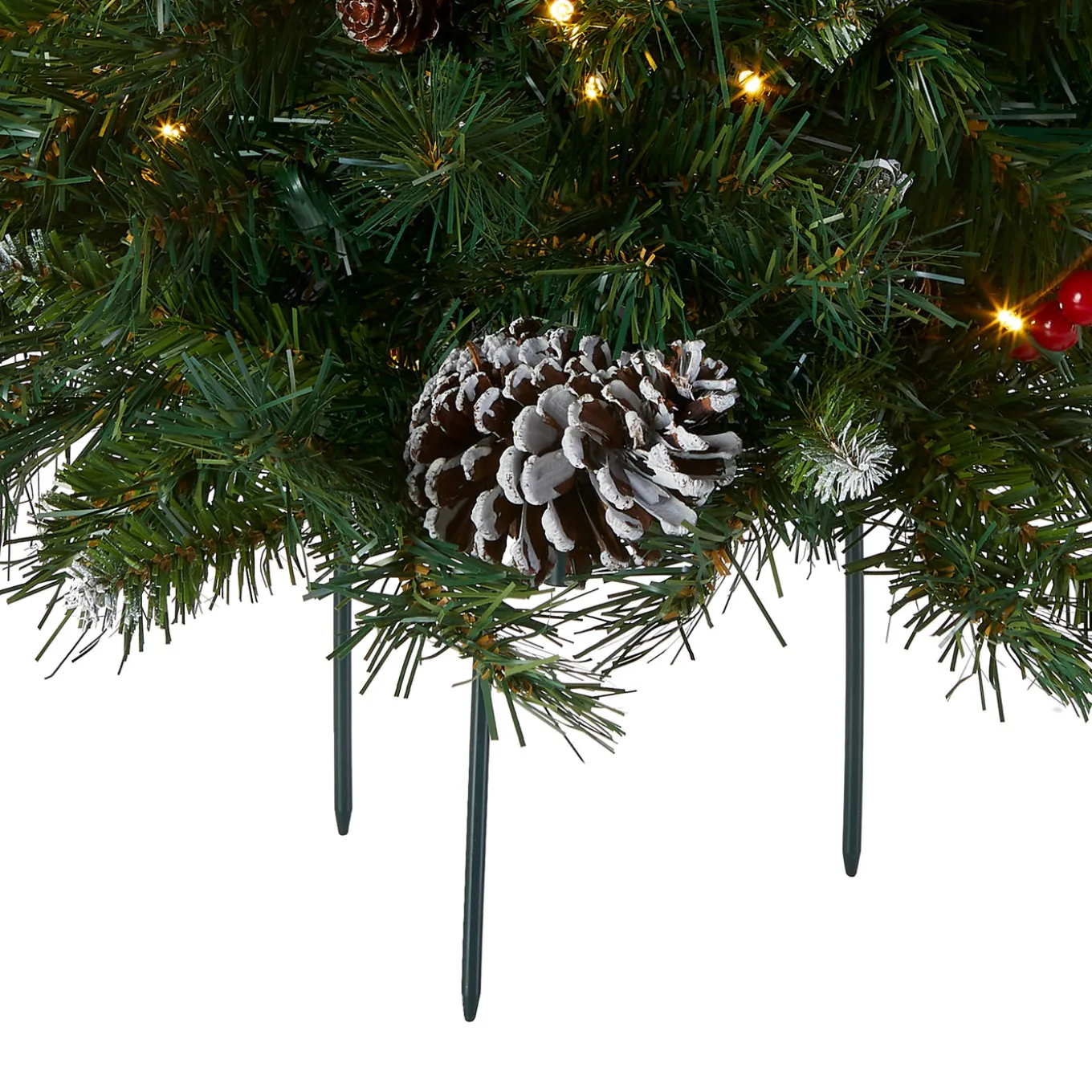 18 in. Pre-Lit Frosted Berry Urn Filler with LED Lights