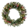 24 in. Pre-Lit Frosted Berry Wreath with Clear Lights, Plug-In
