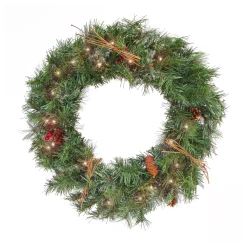 24 in. Pre-Lit Glistening Pine Wreath with LED Lights