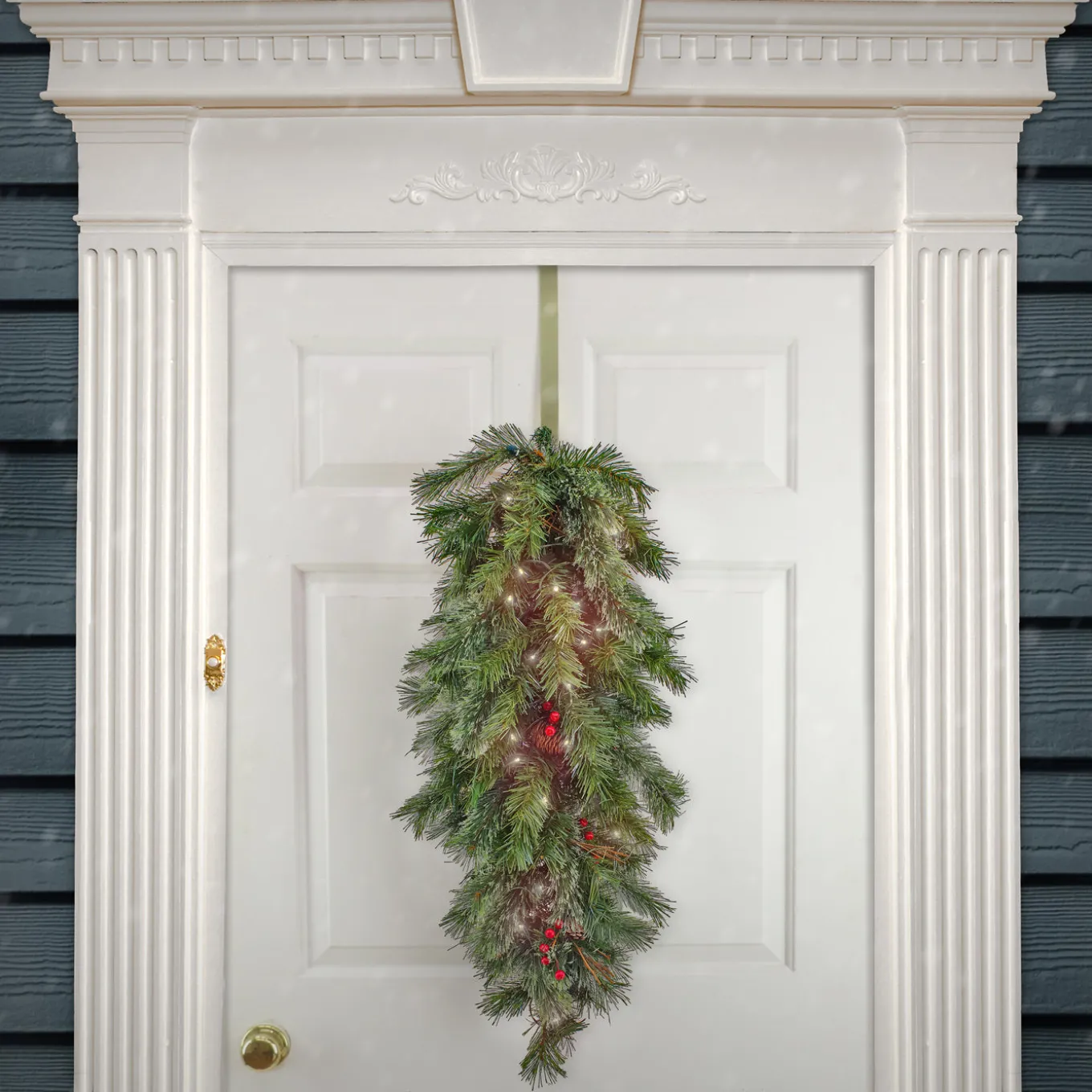 36 in. Pre-Lit Glistening Pine Teardrop with LED Lights