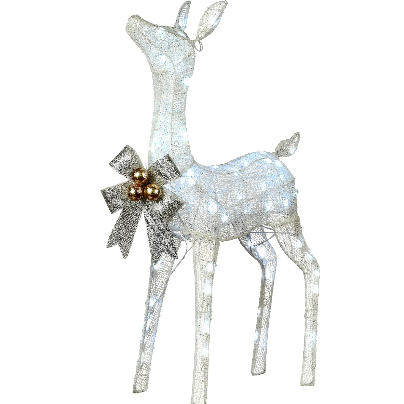 36 in. Pre-Lit Glittered Fawn