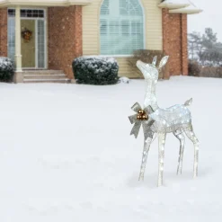 36 in. Pre-Lit Glittered Fawn
