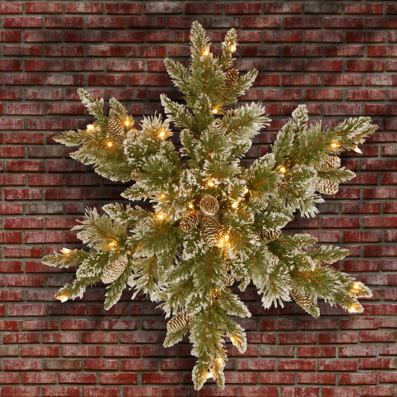 32 in. Pre-Lit Glittery Bristle Pine Snowflake with LED Lights