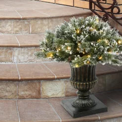 36 in. Pre-Lit Glittery Bristle Pine Urn Filler with LED Lights