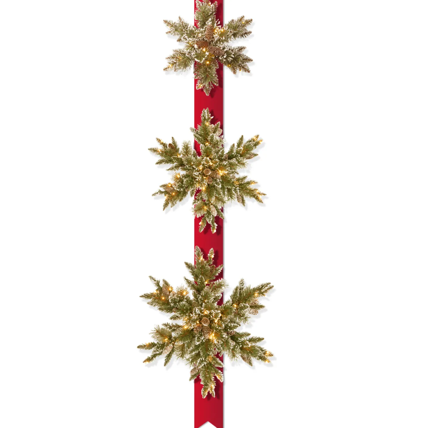 70 in. Pre-Lit Glittery Bristle Pine Snowflake with White Lights