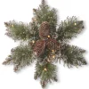 14 in. Pre-Lit Glittery Bristle Pine Snowflake with Warm White LED Lights