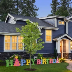 15 in. Pre-Lit Happy Birthday Outdoor Decoration with LED Lights