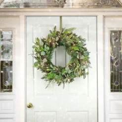 28 in. Pre-Lit HGTV Home Collection Frosted Wreath with LED Lights