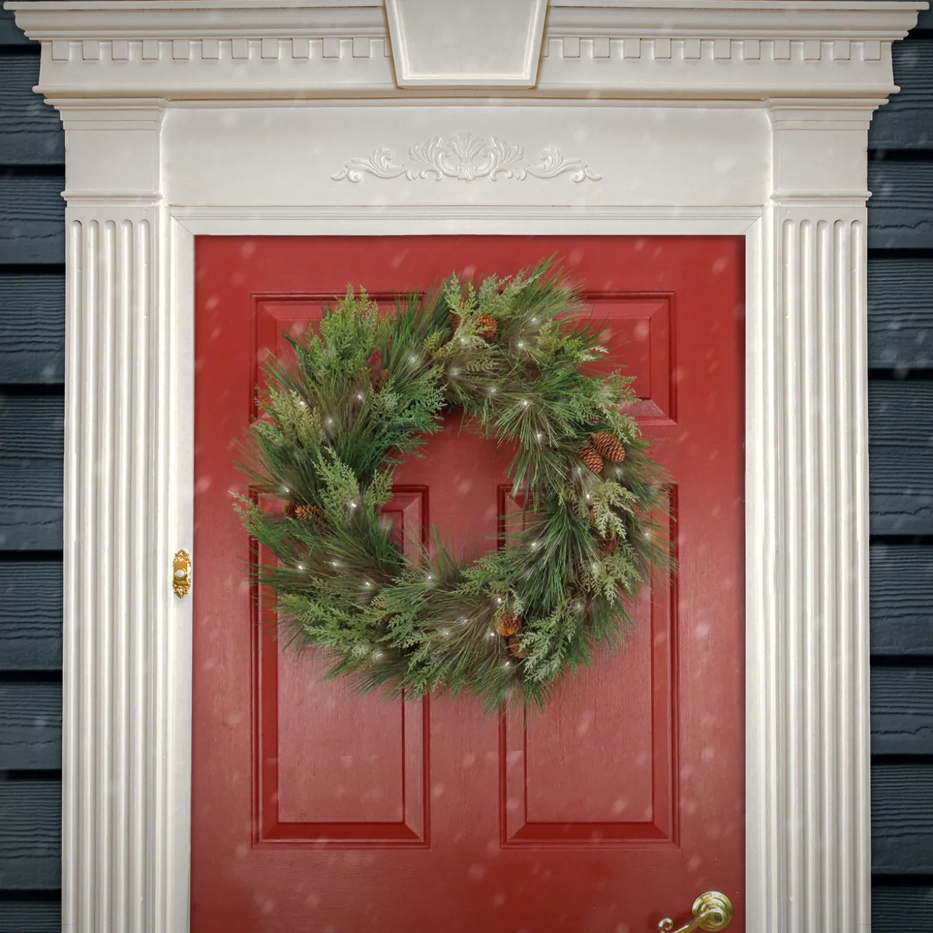 28 in. Pre-Lit HGTV Home Collection Black Tie Cedar Wreath