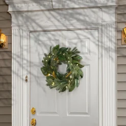 24 in. Pre-Lit Magnolia Mix Pine Wreath with LED Lights
