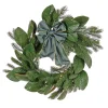 24 in. Pre-Lit Magnolia Mix Pine Wreath with Warm White LED Lights
