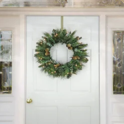 24 in. Pre-Lit North Conway Wreath with Clear Lights