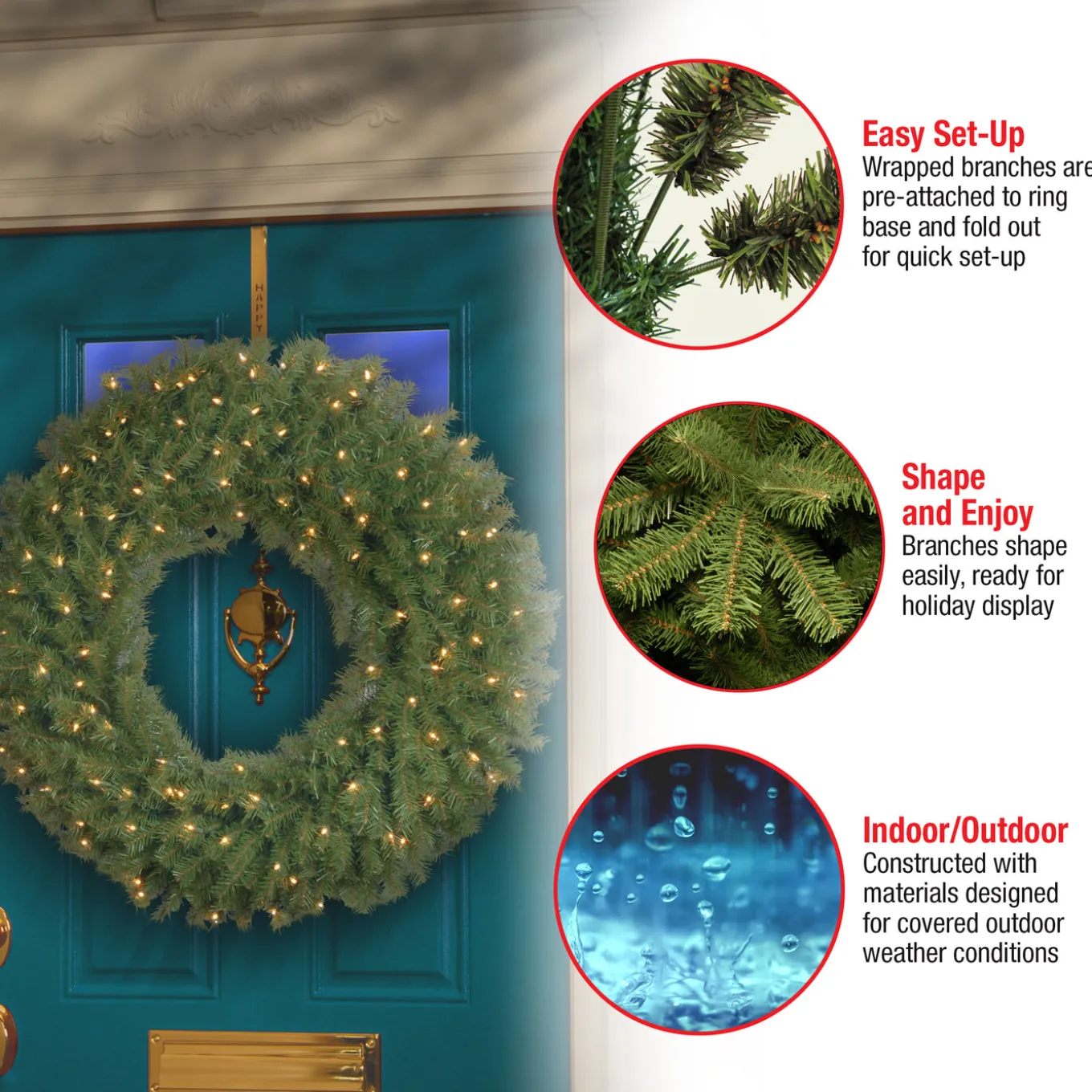 36 in. Pre-Lit Norwood Fir Wreath with Clear Lights