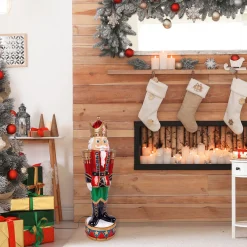 36 in. Pre-Lit Nutcracker Christmas Decoration with Multicolor LED Lights with Hand Painted Details