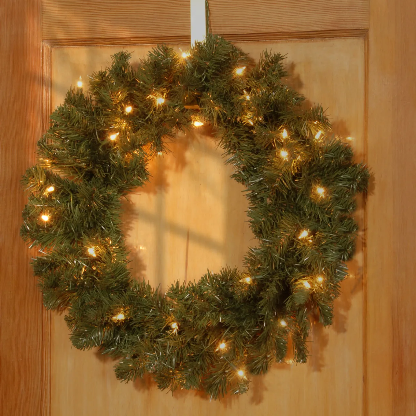 24 in. Pre-Lit Promotional Fir Wreath with Clear Lights