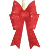 20 in. Pre-Lit Red Fabric Bow with Battery Operated LED Lights
