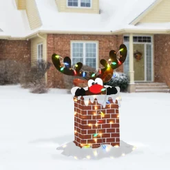 47 in. Pre-Lit Reindeer Stuck in Chimney Decoration