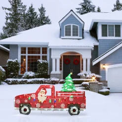 27 in. Pre-Lit Santa in Red Truck