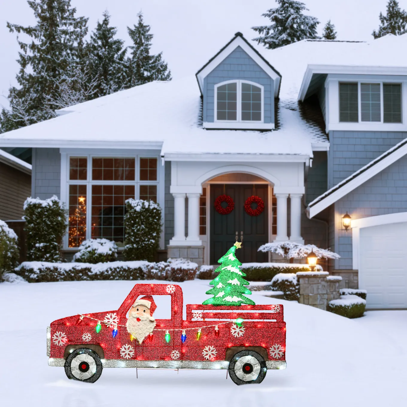 27 in. Pre-Lit Santa in Red Truck