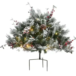 22 in. Pre-Lit Snowy Bedford Urn Filler with LED Lights