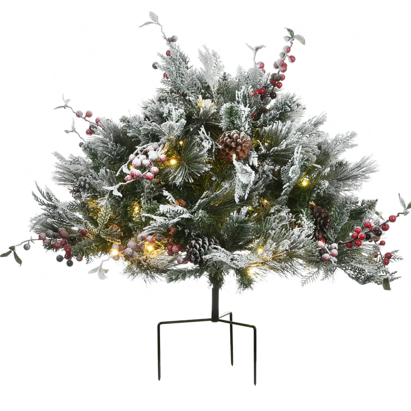 22 in. Pre-Lit Snowy Bedford Urn Filler with LED Lights