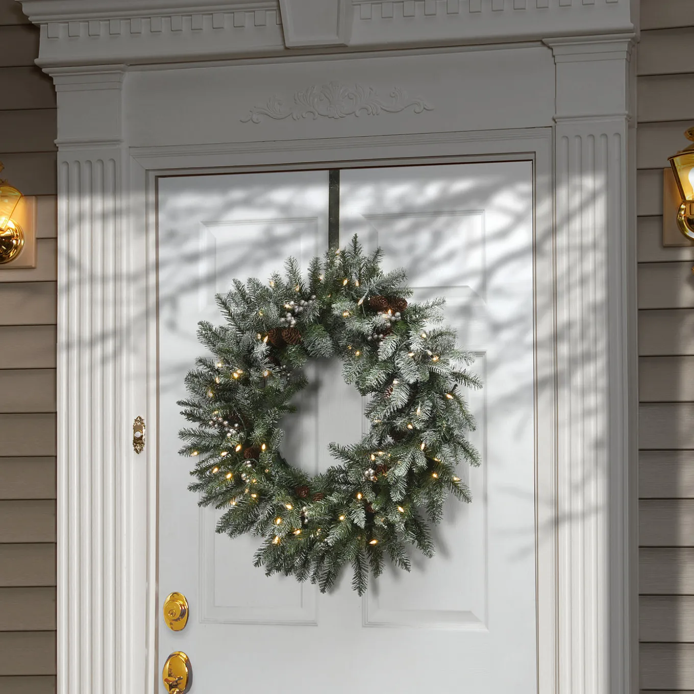 30 in. Pre-Lit Snowy Morgan Spruce Wreath with Twinkly LED Lights
