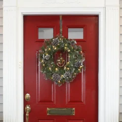 24 in. Pre-Lit Whitter Pine Wreath with LED Lights