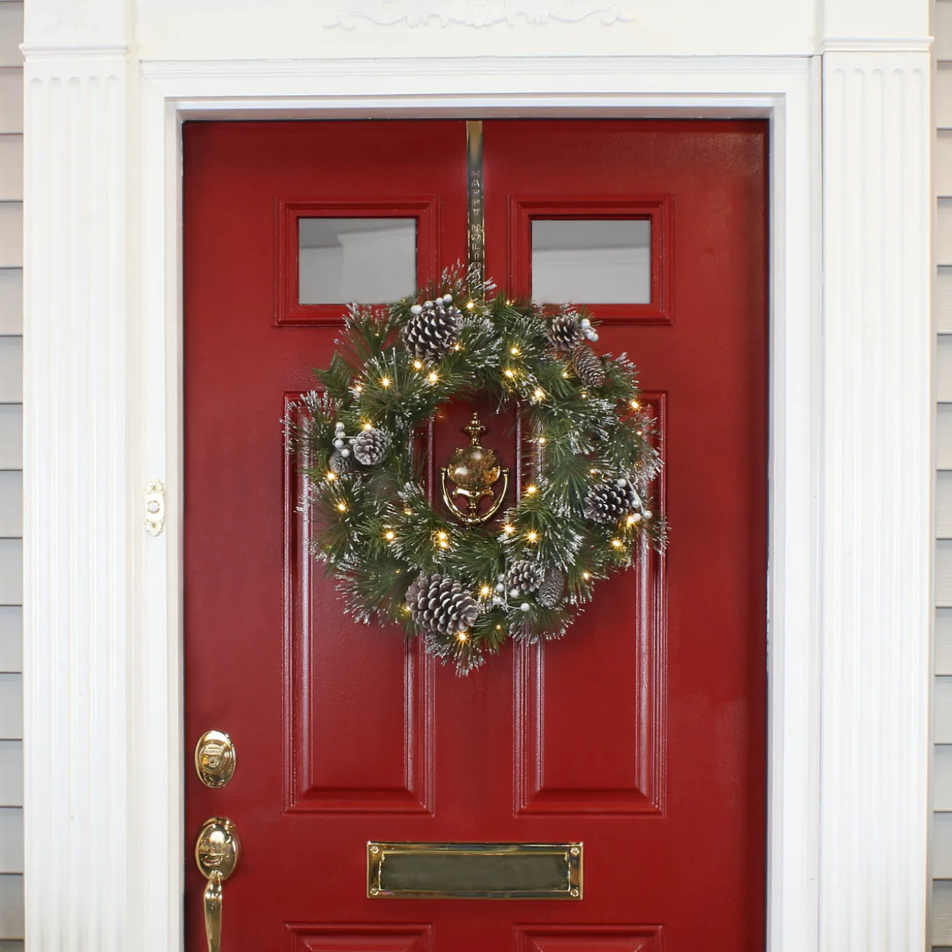 24 in. Pre-Lit Whitter Pine Wreath with LED Lights