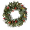 24 in. Pre-Lit Wintry Pine Wreath with LED Lights