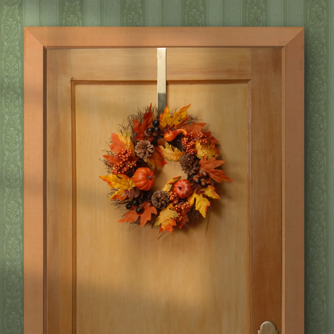 15 in. Pumpkins and Maple Leaves Wreath