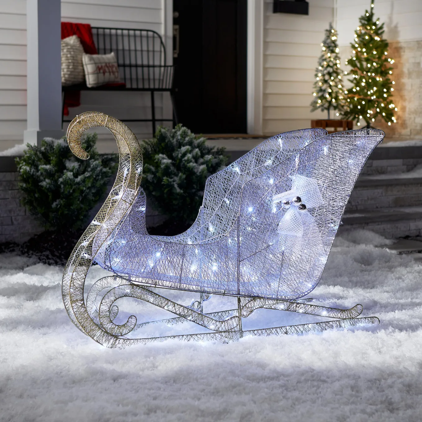 48 in. Santas Sleigh with Cool White LED Lights