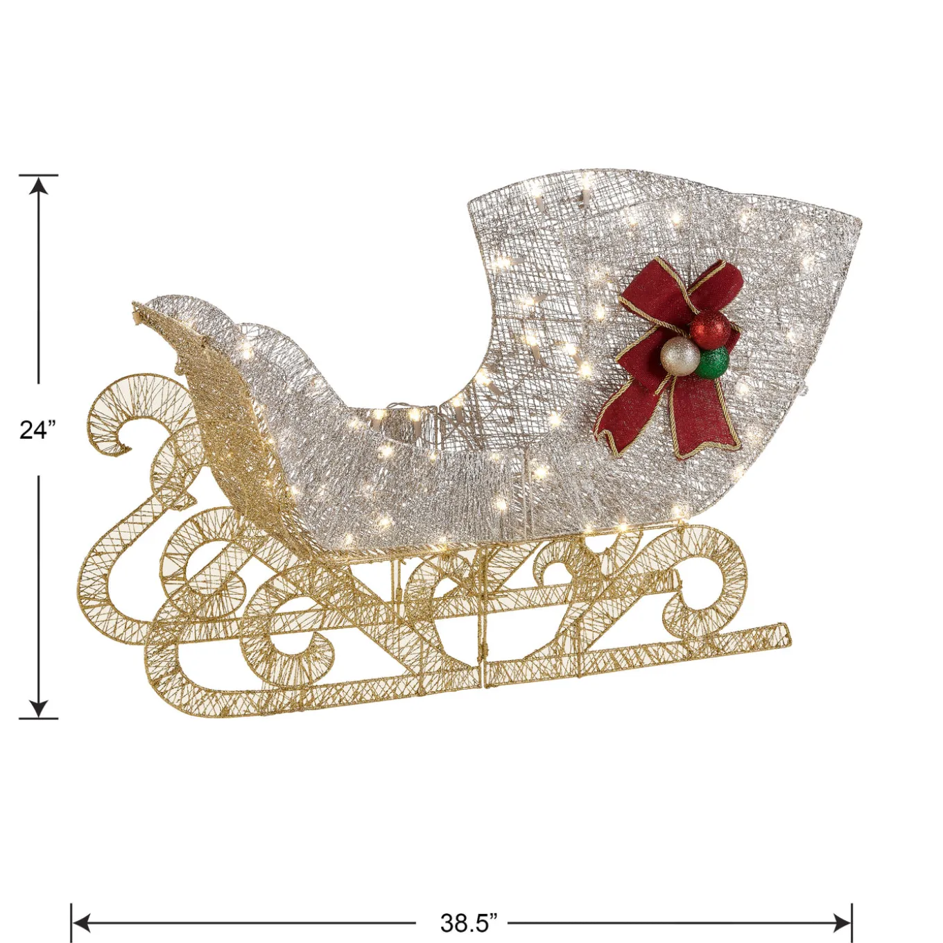 38 in. Santas Sleigh with LED Lights