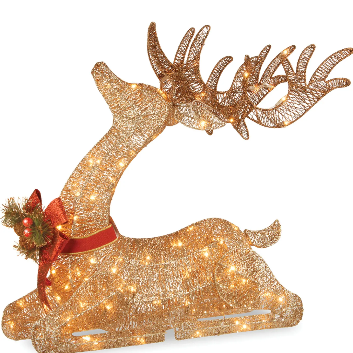 31 in. Sisal Splendor Champagne Lying Deer