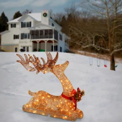 31 in. Sisal Splendor Champagne Lying Deer