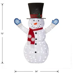 72 in. Snowman Decoration with White LED Lights