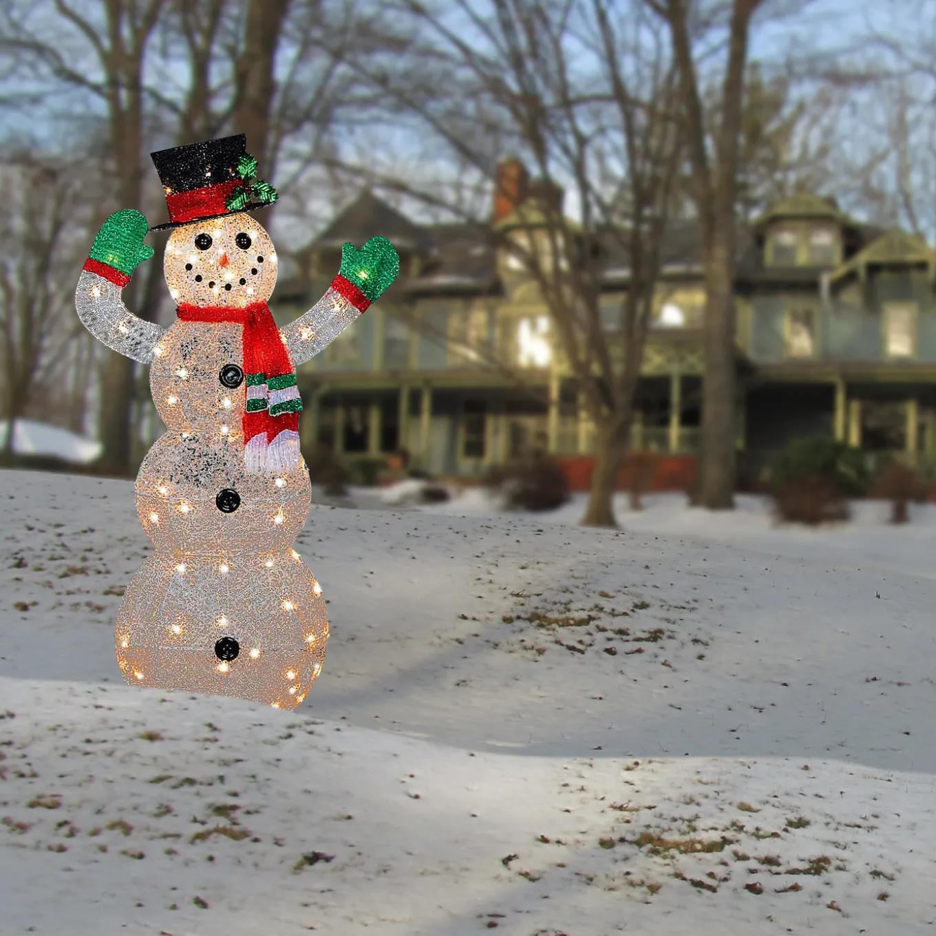 48 in. Snowman Decoration with Clear Lights