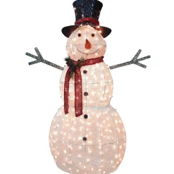 60 in. Snowman Decoration with Warm White LED Lights