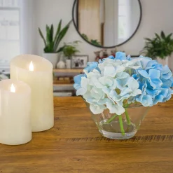 8 in. Spring Blue Hydrangea Bouquet in Glass Vase