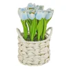 10 in. Spring Blue Tulip Bouquet in Metal Pot