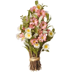 16 in. Spring Bouquet with Pink and White Daisy Flowers