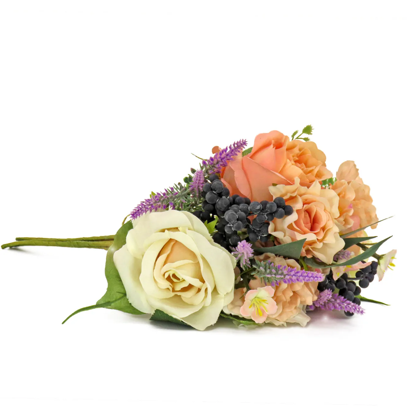 16 in. Spring Bouquet with Rose Blooms, Berry Clusters, Lavender