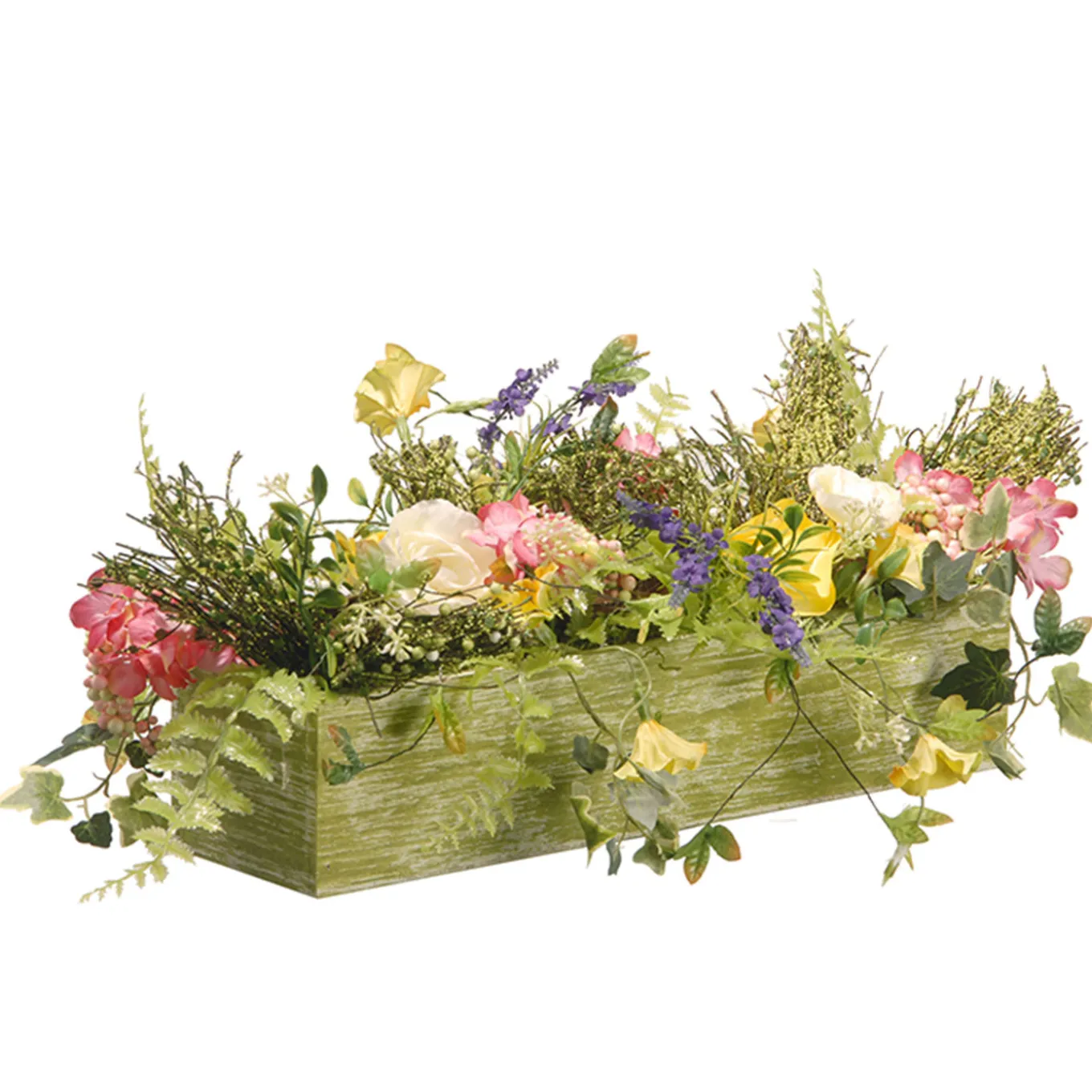 22 in. Spring Candleholder Table Decoration with Flower Blooms, Berry Clusters, Leafy Greens