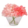 8 in. Spring Coral Hydrangea Bouquet in Glass Vase