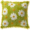 16 in. Spring Decorative Pillow with Daisy Flower Bloom Embroidery
