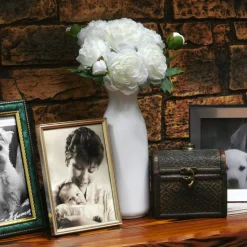 13 in. Spring Floral Bouquet with White Peony Blooms, Leafy Greens