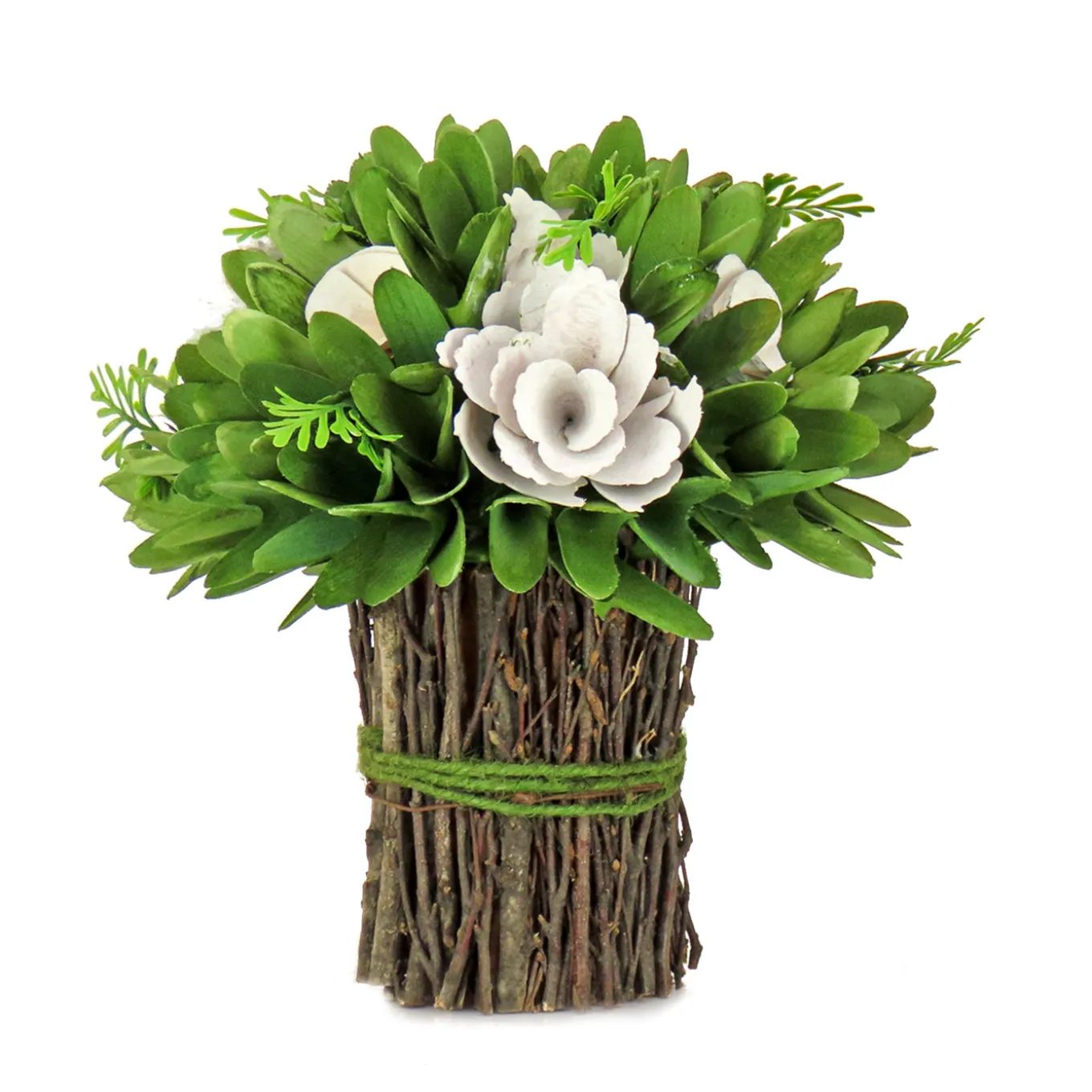9 in. Spring Floral Bundle with Floral Blooms, Twig Base
