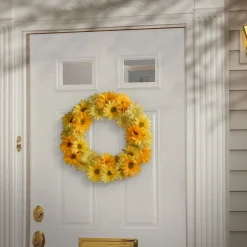 19 in. Spring Garden Accents Yellow Cosmos Wreath