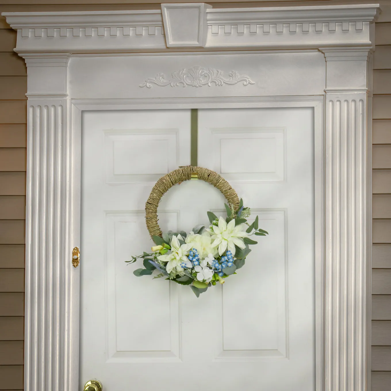 20 in. Spring Hoop Wreath with Dahlia, Peony, and Hydrangea Blooms