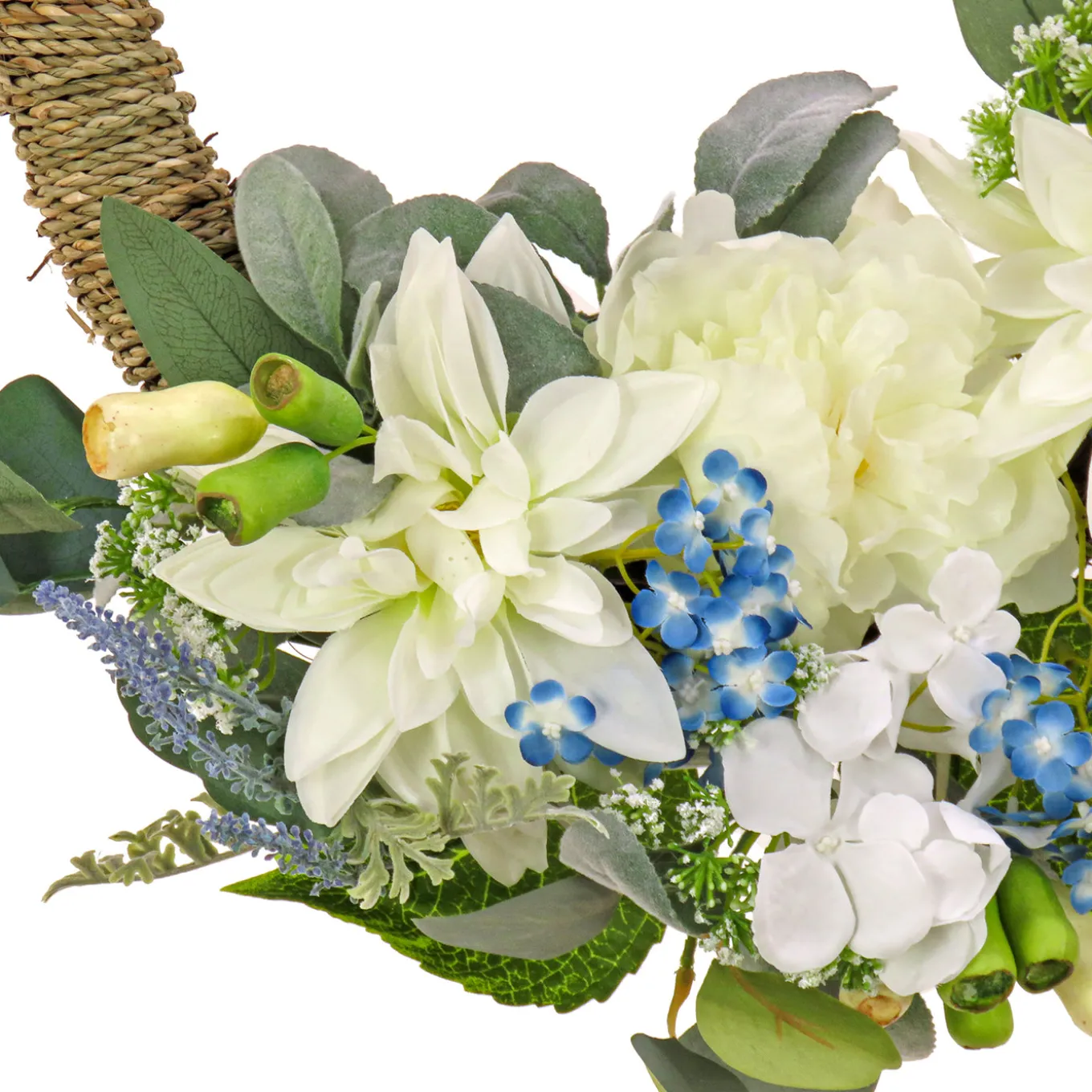 20 in. Spring Hoop Wreath with Dahlia, Peony, and Hydrangea Blooms
