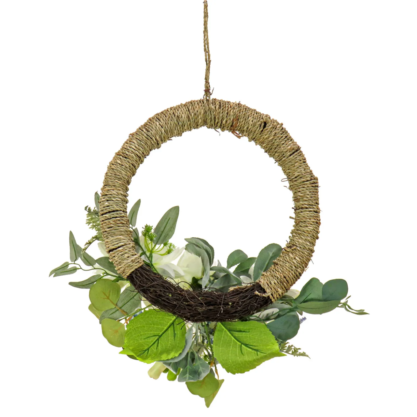 20 in. Spring Hoop Wreath with Dahlia, Peony, and Hydrangea Blooms
